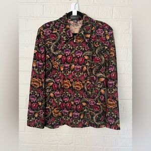 Vintage Elementz Jacket Women Sz L Floral Full Zip 90s Long Sleeve ✨